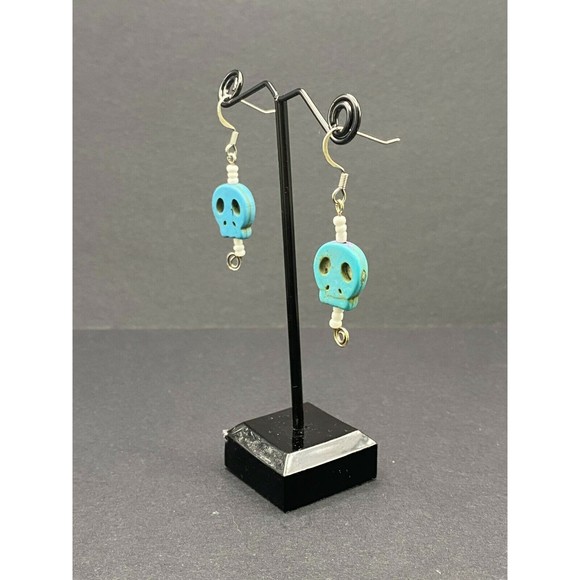 Blue Skull Earrings by Neanie-Bot Handmade Jewelry Creations - Picture 3 of 4